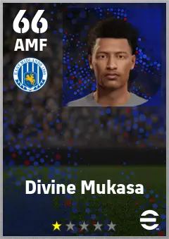 Divine Mukasa eFootball 2026 player card — 66 OVR AMF