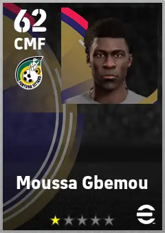 Moussa Gbemou eFootball 2026 player card — 62 OVR CMF