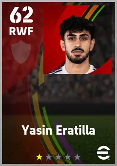Yasin Eratilla eFootball 2026 player card — 62 OVR RWF