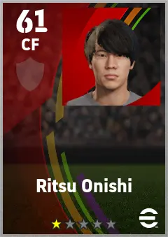 Ritsu Onishi eFootball 2026 player card — 61 OVR CF
