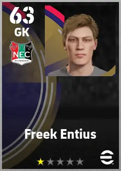Freek Entius eFootball 2026 player card — 63 OVR GK