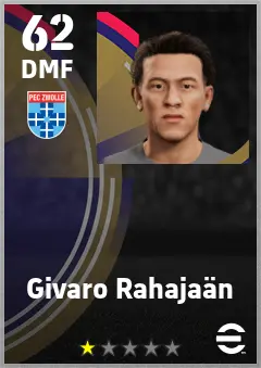 Givaro Rahajaan eFootball 2026 player card — 62 OVR DMF