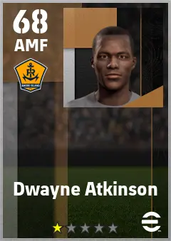Dwayne Atkinson eFootball 2026 player card — 68 OVR AMF