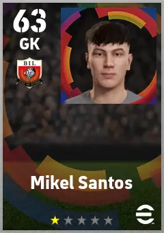 Mikel Santos eFootball 2026 player card — 63 OVR GK
