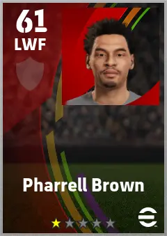 Pharrell Brown eFootball 2026 player card — 61 OVR LWF