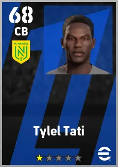 Tylel Tati eFootball 2026 player card — 68 OVR CB