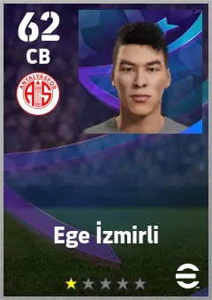 Ege Izmirli eFootball 2026 player card — 62 OVR CB