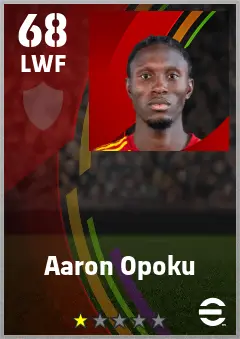 Aaron Opoku eFootball 2026 player card — 68 OVR LWF