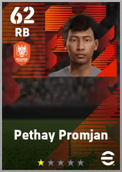 Pethay Promjan eFootball 2026 player card — 62 OVR RB