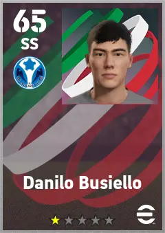 Danilo Busiello eFootball 2026 player card — 65 OVR SS