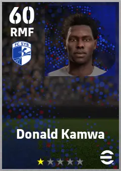 Donald Kamwa eFootball 2026 player card — 60 OVR RMF