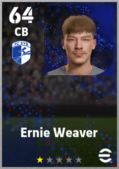 Ernie Weaver eFootball 2026 player card — 64 OVR CB