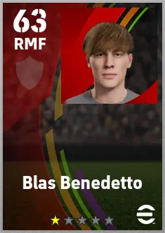 Blas Benedetto eFootball 2026 player card — 63 OVR RMF