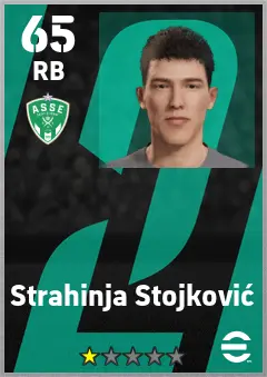 Strahinja Stojkovic eFootball 2026 player card — 65 OVR RB
