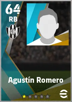 Agustin Romero eFootball 2026 player card — 64 OVR RB
