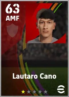 Lautaro Cano eFootball 2026 player card — 63 OVR AMF