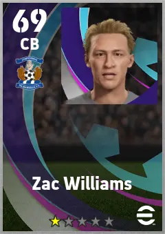 Zac Williams eFootball 2026 player card — 69 OVR CB