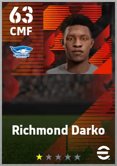 Richmond Darko eFootball 2026 player card — 63 OVR CMF