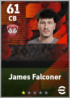 James Falconer eFootball 2026 player card — 61 OVR CB