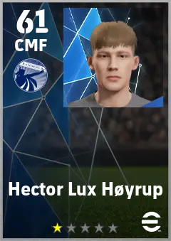 Hector Lux Hoyrup eFootball 2026 player card — 61 OVR CMF