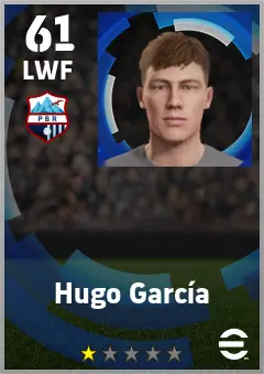 Hugo Garcia eFootball 2026 player card — 61 OVR LWF