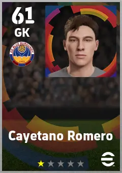 Cayetano Romero eFootball 2026 player card — 61 OVR GK