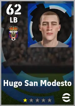 Hugo San Modesto eFootball 2026 player card — 62 OVR LB