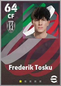 Frederik Tosku eFootball 2026 player card — 64 OVR CF