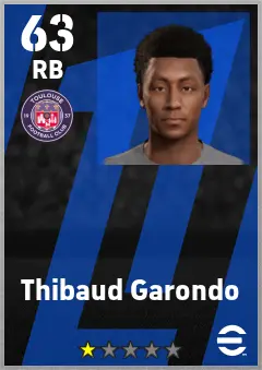 Thibaud Garondo eFootball 2026 player card — 63 OVR RB