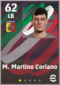 M. Martino Coriano eFootball 2026 player card — 62 OVR LB