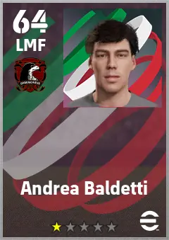 Andrea Baldetti eFootball 2026 player card — 64 OVR LMF