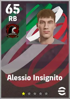 Alessio Insignito eFootball 2026 player card — 65 OVR RB