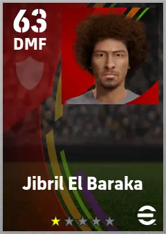 Jibril El Baraka eFootball 2026 player card — 63 OVR DMF