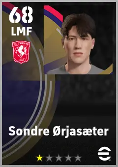 Sondre Orjasaeter eFootball 2026 player card — 68 OVR LMF