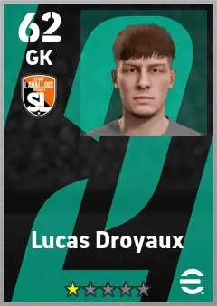 Lucas Droyaux eFootball 2026 player card — 62 OVR GK