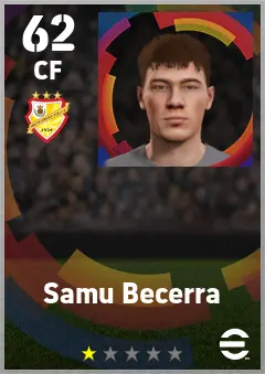 Samu Becerra eFootball 2026 player card — 62 OVR CF