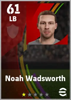 Noah Wadsworth eFootball 2026 player card — 61 OVR LB