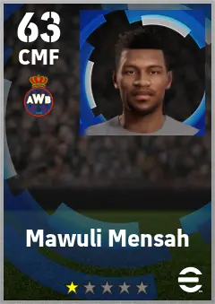 Mawuli Mensah eFootball 2026 player card — 63 OVR CMF