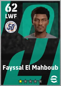 Fayssal El Mahboub eFootball 2026 player card — 62 OVR LWF