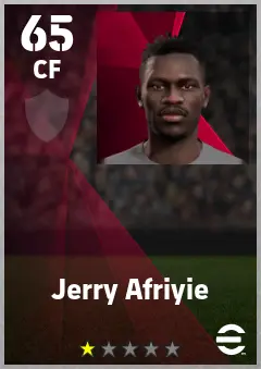 Jerry Afriyie eFootball 2026 player card — 65 OVR CF