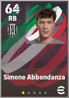 Simone Abbondanza eFootball 2026 player card — 64 OVR RB