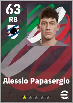 Alessio Papasergio eFootball 2026 player card — 63 OVR RB