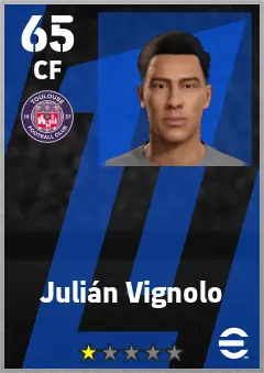 Julian Vignolo eFootball 2026 player card — 65 OVR CF