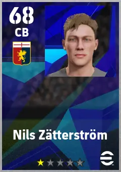 Nils Zatterstrom eFootball 2026 player card — 68 OVR CB