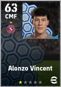 Alonzo Vincent eFootball 2026 player card — 63 OVR CMF