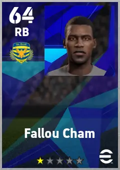 Fallou Cham eFootball 2026 player card — 64 OVR RB