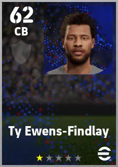 Ty Ewens-Findlay eFootball 2026 player card — 62 OVR CB