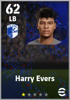 Harry Evers eFootball 2026 player card — 62 OVR LB