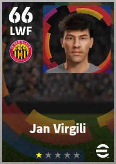 Jan Virgili eFootball 2026 player card — 66 OVR LWF
