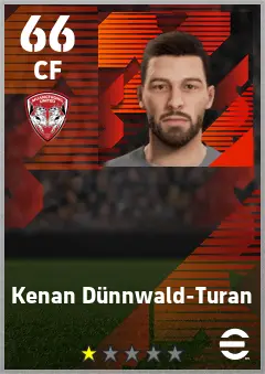 Kenan Dunnwald-Turan eFootball 2026 player card — 66 OVR CF